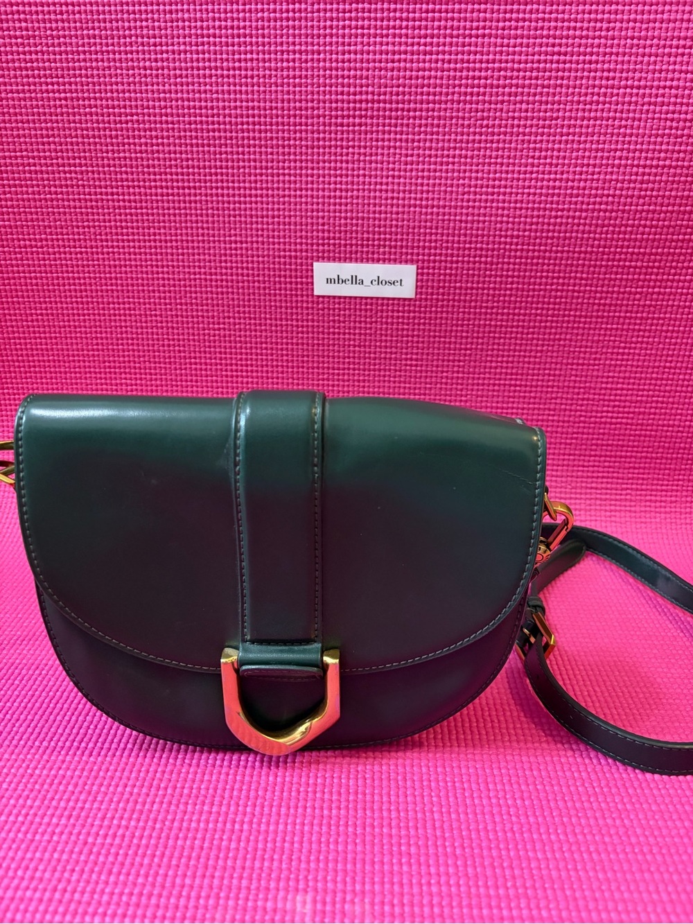 Women’s Dark Green C&K Crossbody Bag with Gold Hardware